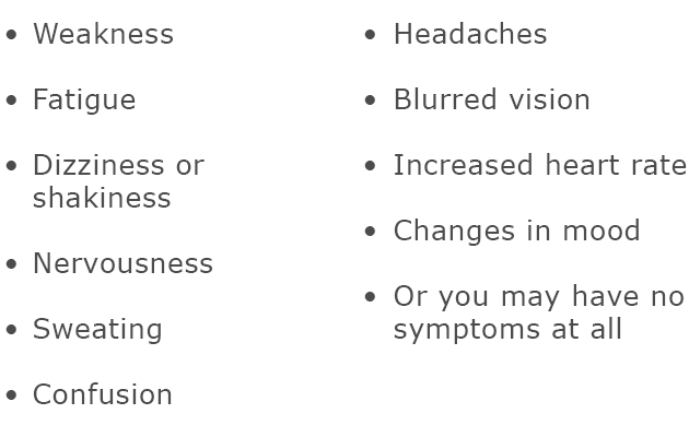 Signs And Symptoms Of Hypoglycemia Chart